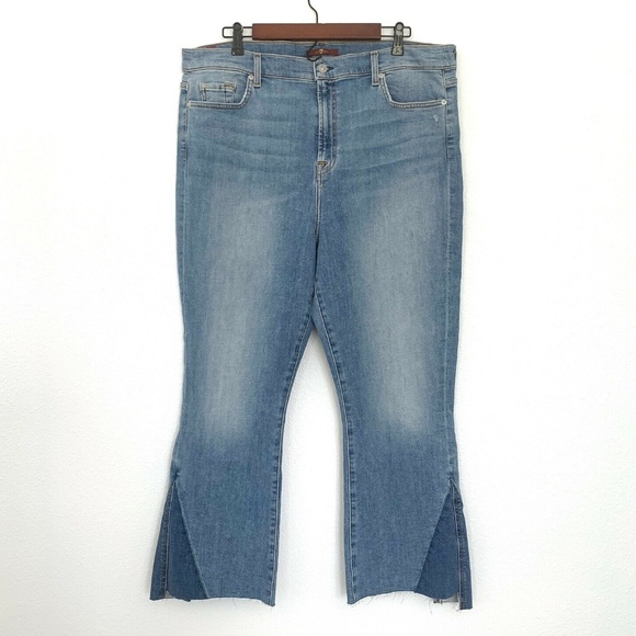 7 For All Mankind Blue High Waist Slim Kick Jeans - Picture 3 of 8
